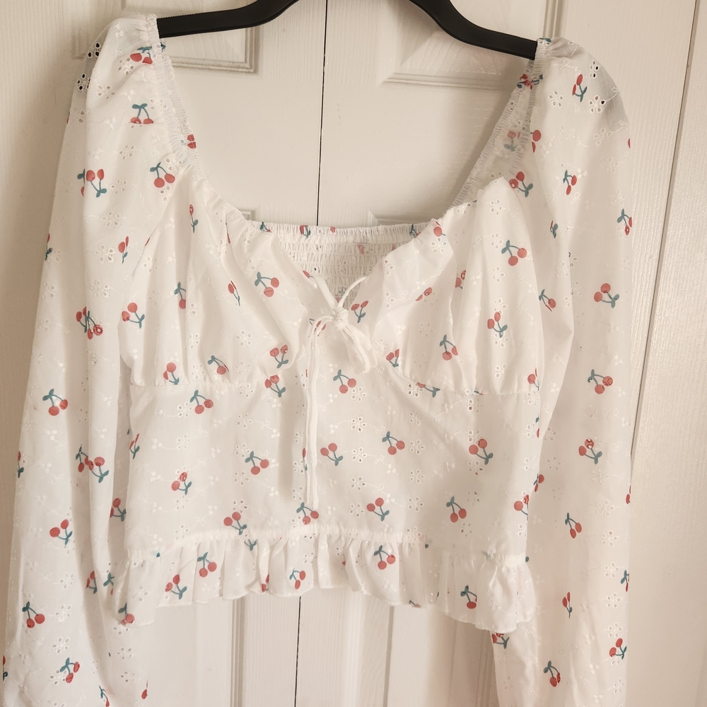 White Cherry Women's Smocked Top